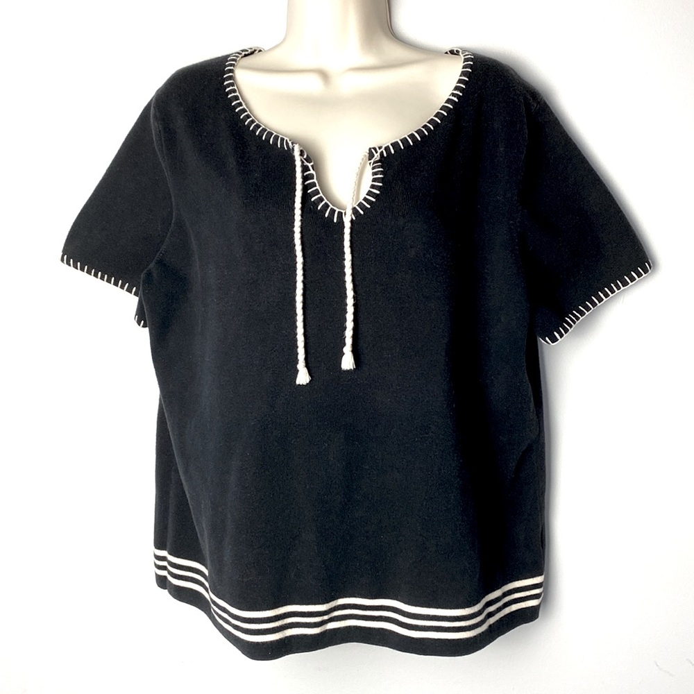 Hampshire Women’s Short Sleeve Pullover Sweater Black Size 1X